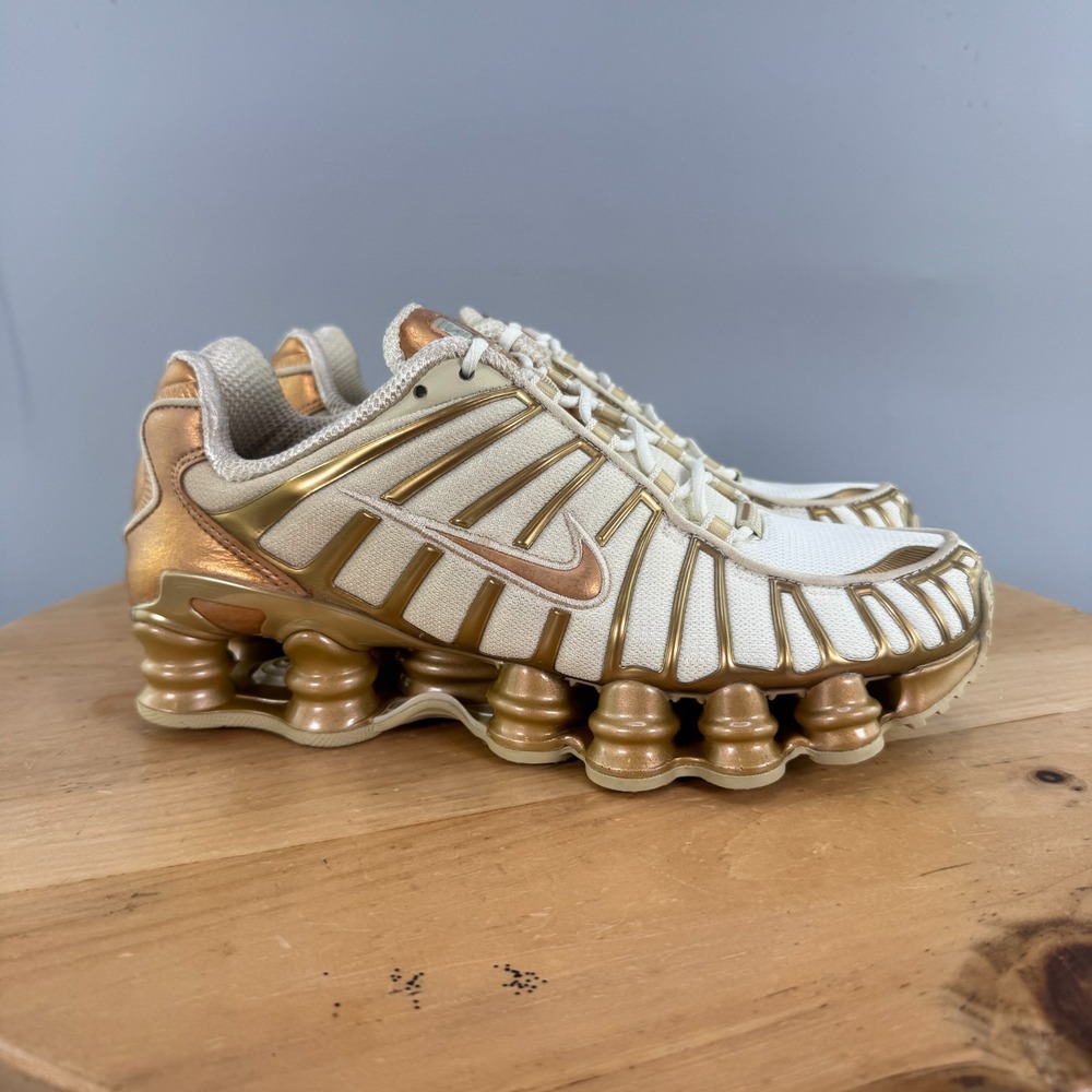 Nike Shox TL Womens Size 6.5 Shoes Coconut Milk Metallic Gold Athletic Sneakers